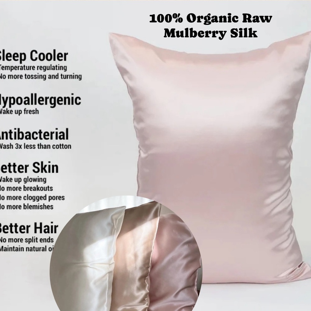 100% Pure Raw Mulberry Silk Pillowcase With Hidden Zipper 20” X 30” By Fun Silk